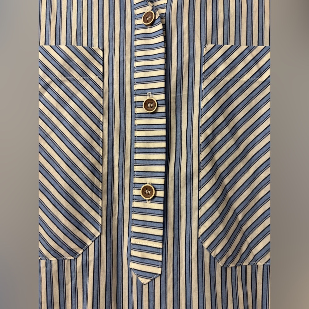 ZARA Mini Shirt Dress With Ruffles Blue & White Striped • Like New - Picture 5 of 6
